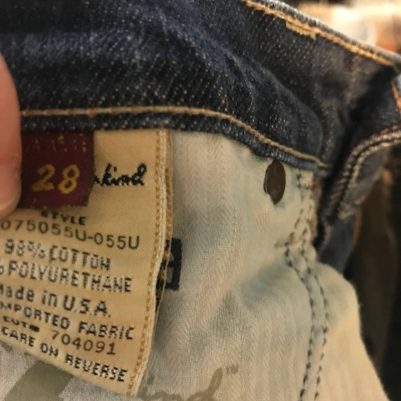 7 For All Mankind Upcycled Cutoff Denim Shorts Medium Wash Embellished Sz 28 - Picture 7 of 12